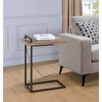 Coaster Furniture 931126 Rectangular Top Accent Table with USB Port Weathered Pine